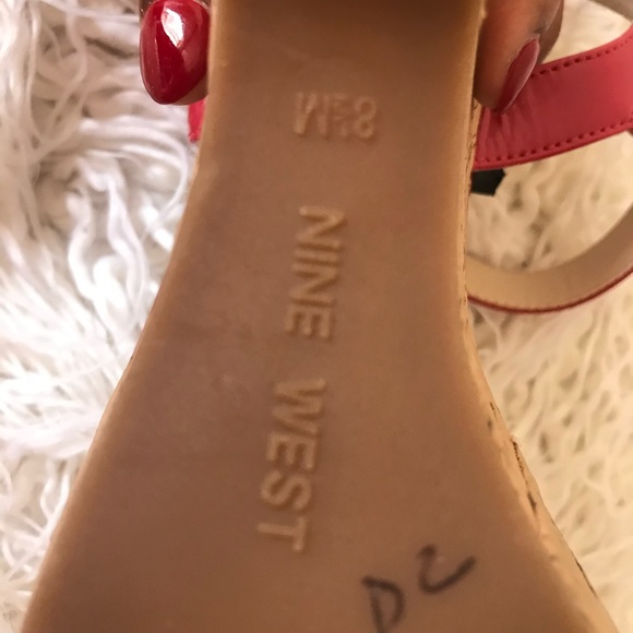 NINE WEST Red Patent Leather Sandal Wedges - Picture 3 of 4